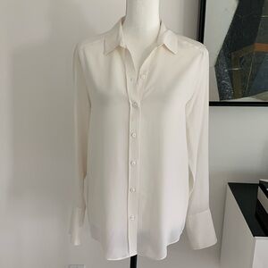 Cream Silk Button Down Women’s Blouse By H&M Size 4
